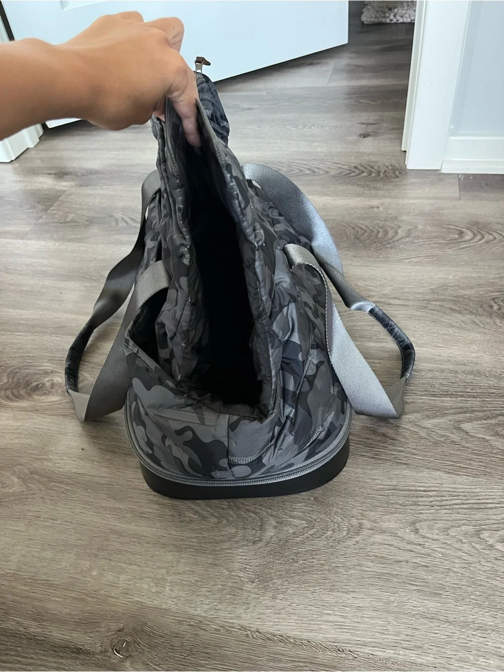 Gray Camouflage Dog Carrier Tote with Padded Straps